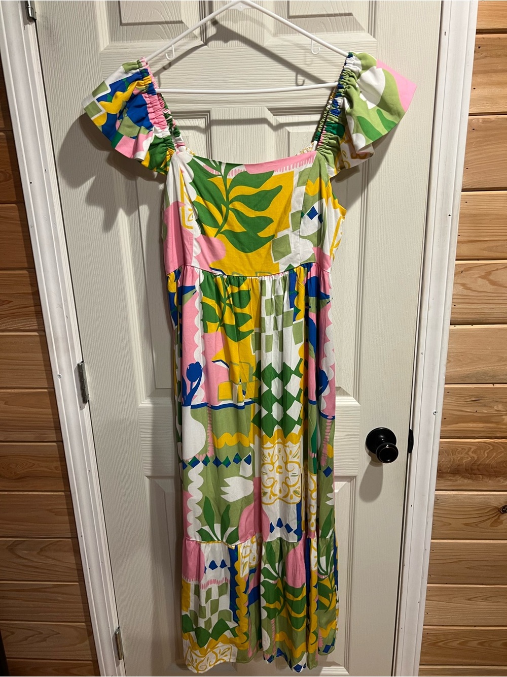 entro Yellow Pink Green Blue Floral Patchwork Backless Maxi Dress